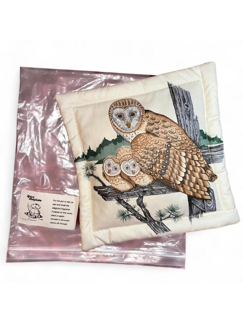 Vintage Owl Spice Hotplate Trivet 1984 Cottagecore Scented Heat Pad Woodland